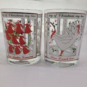 Georges Briard 12 Days Of Christmas Signed Holiday Drinking Glasses – Set of 2